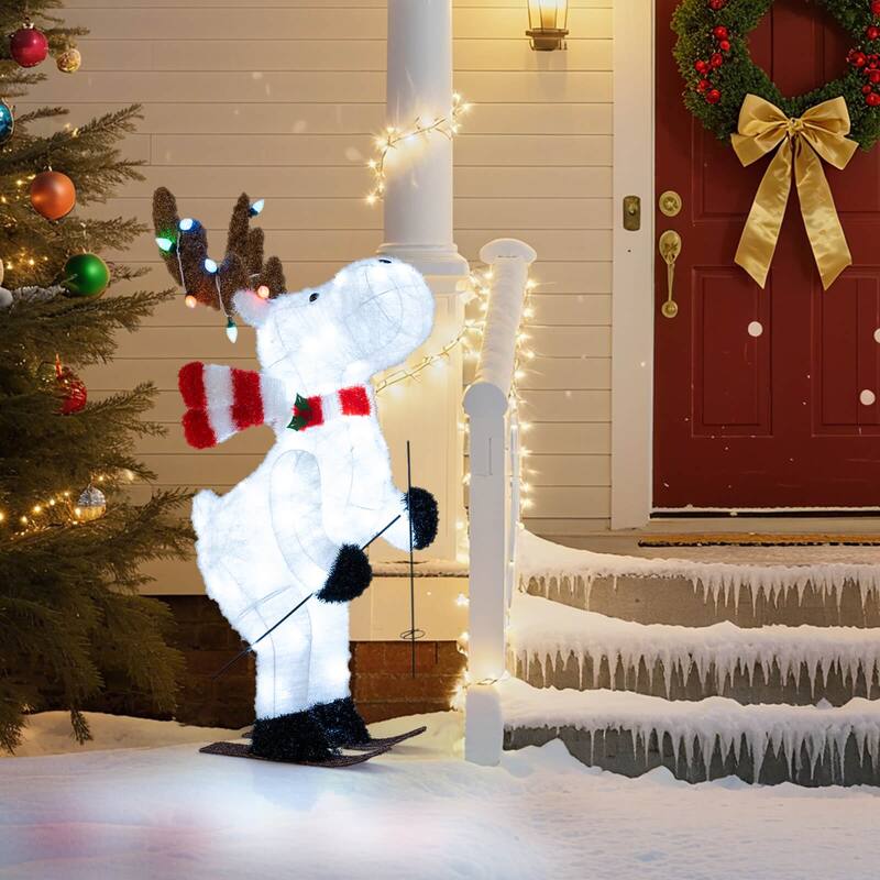 Costway 44” Animated Christmas Reindeer with 12 Colorful Lights & 98 - as pic shows - See Details