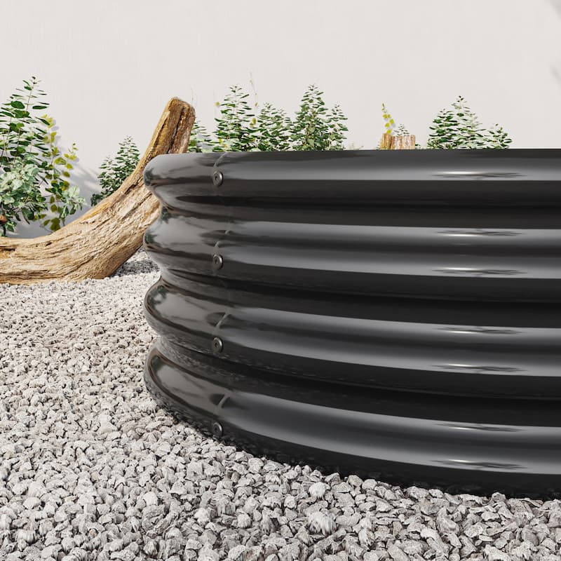 GDFStudio - Large Oval Metal Raised Garden Bed for Vegetables, Flowers, and Plants, Outdoor Backyard Planter Box