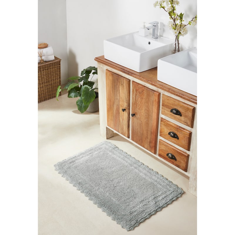 Better Trends Bath Rugs Set 100% Cotton Soft & Water Absorbent Tufted Bathroom Rug for Shower, Sink Bath Mats Lilly Crochet