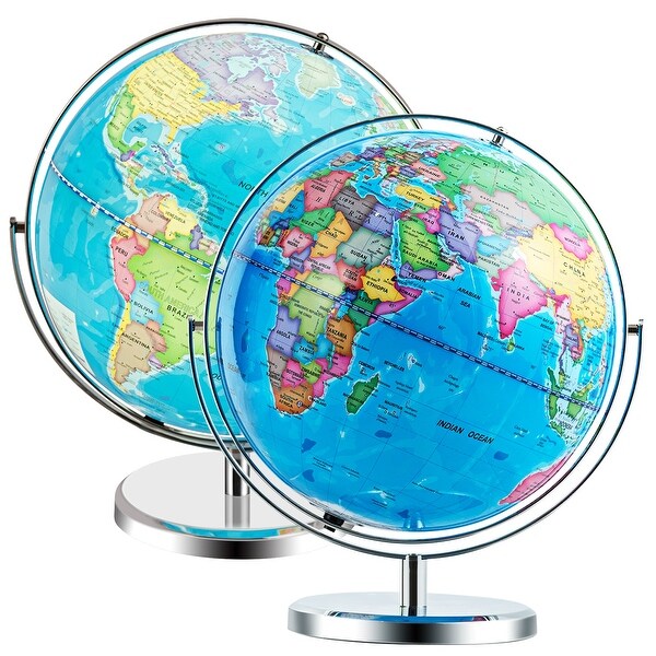 13 Inch LED Lighted World Globe 720 degree Rotation for Kids and