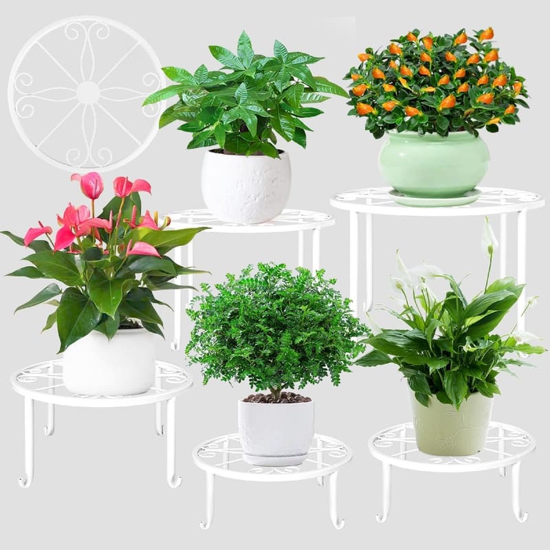 Metal Plant Stand 5 Pack Plant Stands - 11.1 x 11.06 x 7.2 inches - White