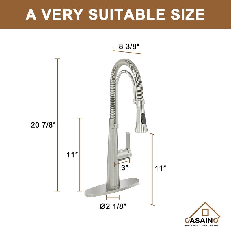 Single-Handle Kitchen Faucet with Dual Function Sprayhead