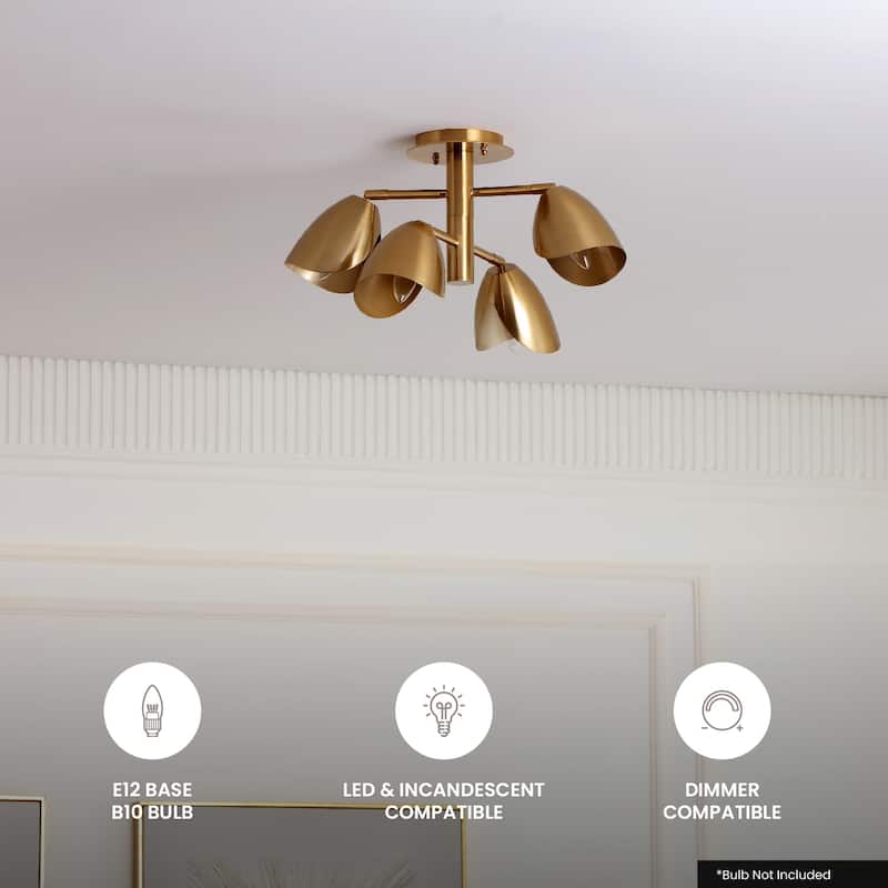 VidaLite Splay 4-Light Brass Flush Mount Ceiling Light with Adjustable Light Heads - 10.63" x 22.1"