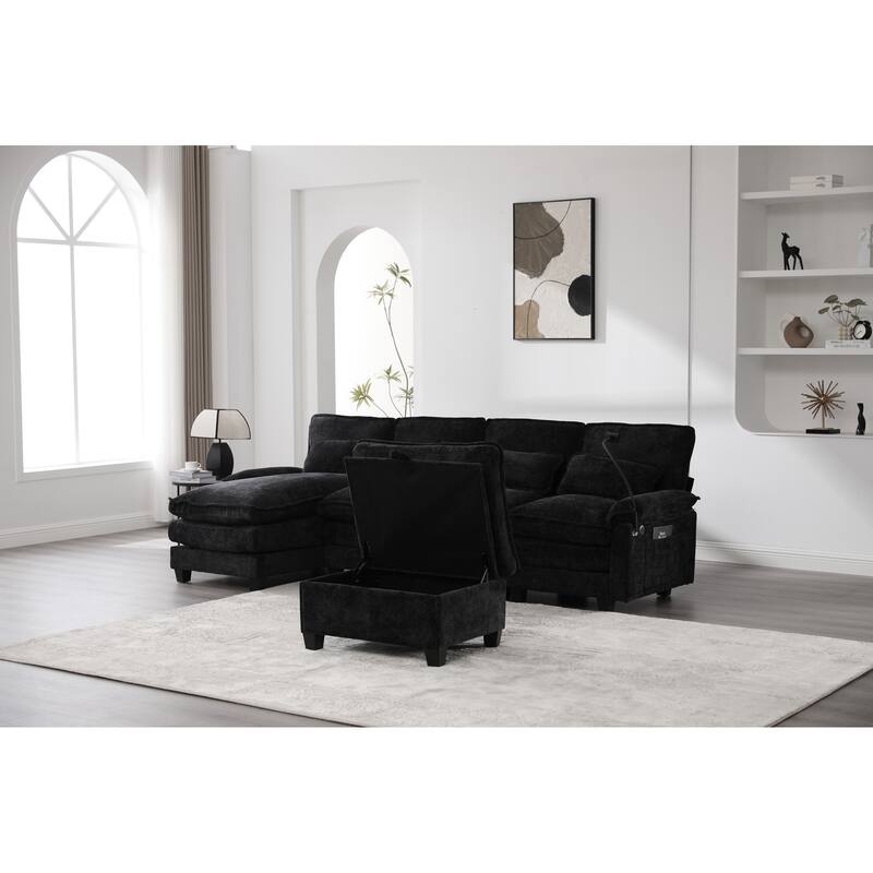 GDFStudio - Lara 106" U Shape Sectional Sofa Cloud Couch for Living Room