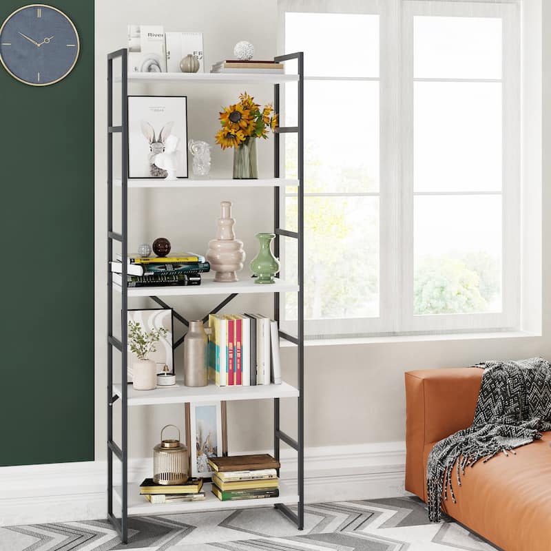 Futzca 5 Tier Storage Bookshelf - Black/White
