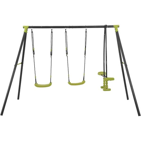 slide 2 of 6, Heavy Duty Backyard Feature Swing Set,Swing Seats and Swing Glider Teens
