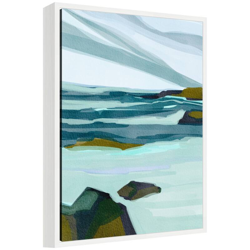 Kate and Laurel Sylvie Ocean Breeze Framed Canvas by Nikita Jariwala - 18x24 - White