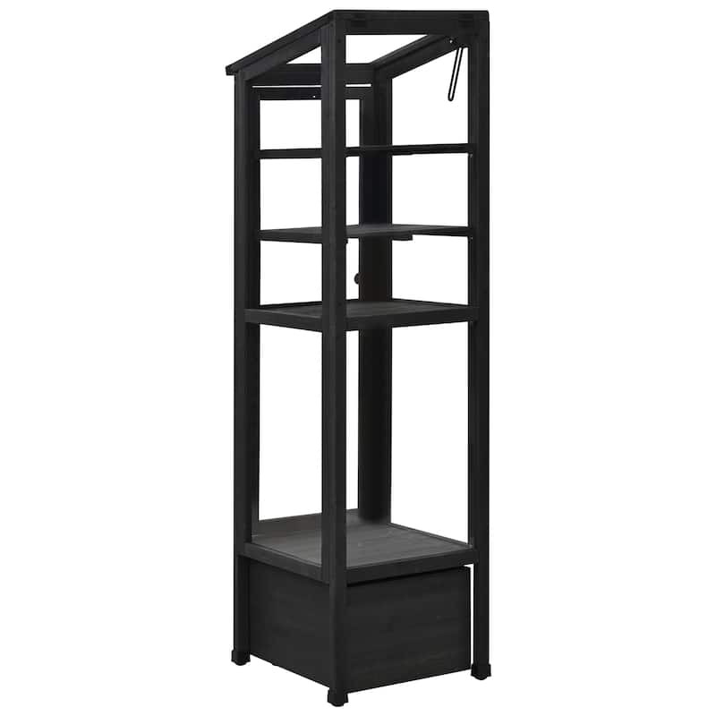 62.4"H Wood Garden Greenhouse w/ Movable Storage,Adjustable Shelves