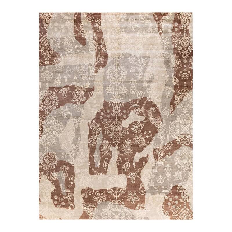 Ikat One-of-a-Kind Hand-Knotted Area Rug, Ivory - 9' 2" x 12' 4"