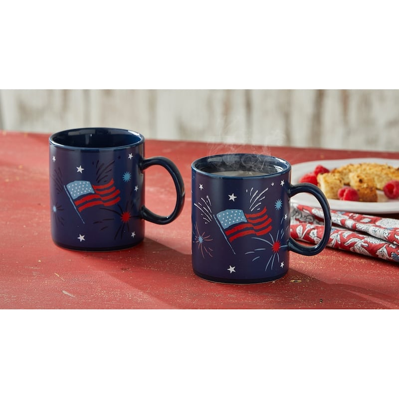 Fireworks Heat Changing Mug - 20oz Ceramic Drinkware, Summer Blue Multi, Hand Wash Only, 4.73" H x 3.89" Dia