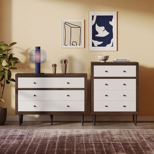 Nystrom 2 Piece Double Dresser and 4 Drawer Dresser Bedroom Set by