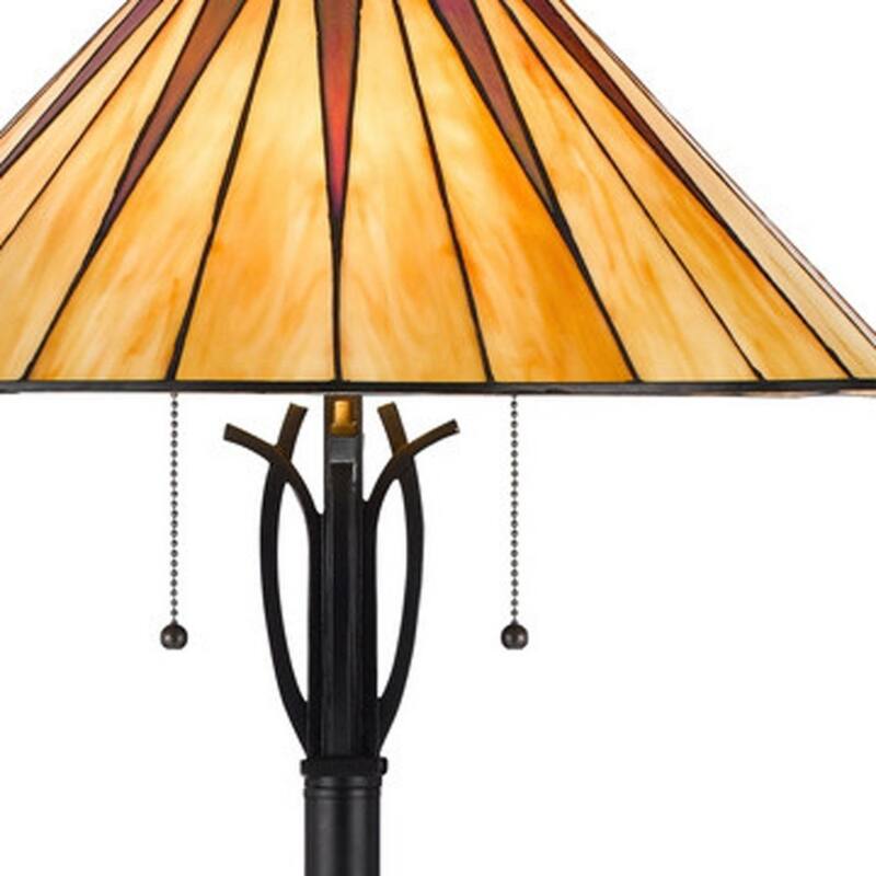 Traditional 61" Bronze Floor Lamp with Red Ivory Glass Empire Shade - 18.50" x 18.50" x 61