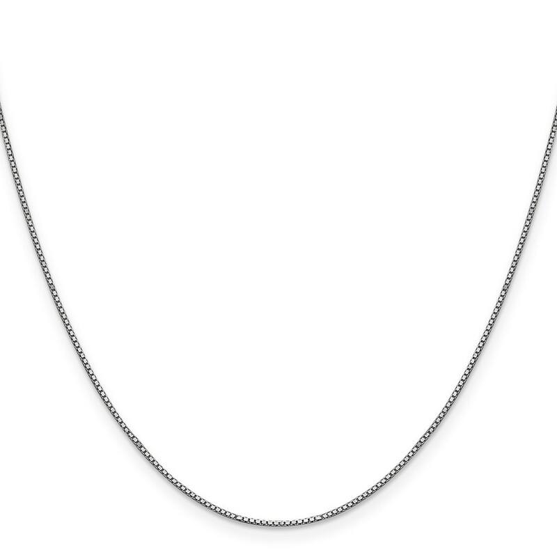 Curata 14k White Gold 9" 0.9mm Solid Box Chain Anklet (Lobster-claw)