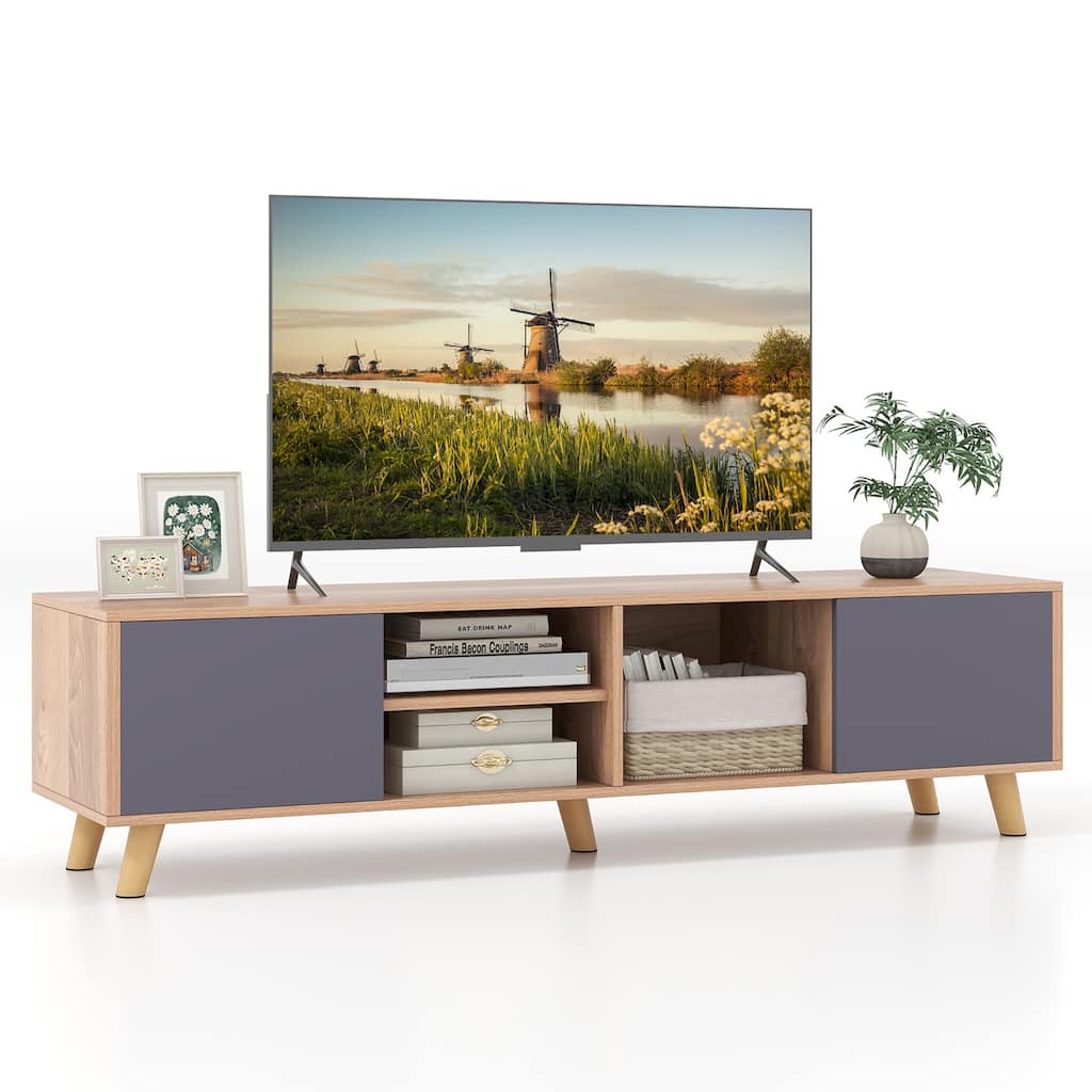 Gymax TV Stand for TVs up to 65'' Modern Rustic TV Cabinet w/ Open - See Details