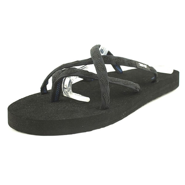 Teva Olowahu Women W Open Toe Canvas Black Flip Flop Sandal