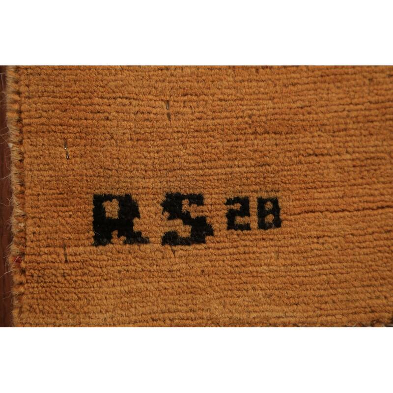 Yellow & Rust Gabbeh Oriental Rug Hand-Knotted Wool Carpet - 2'11" x 5'1"