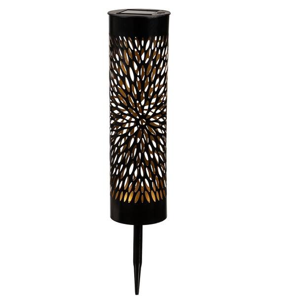 slide 2 of 2, 16 in. Petals Cylinder Shaped Metal Solar Garden Stake