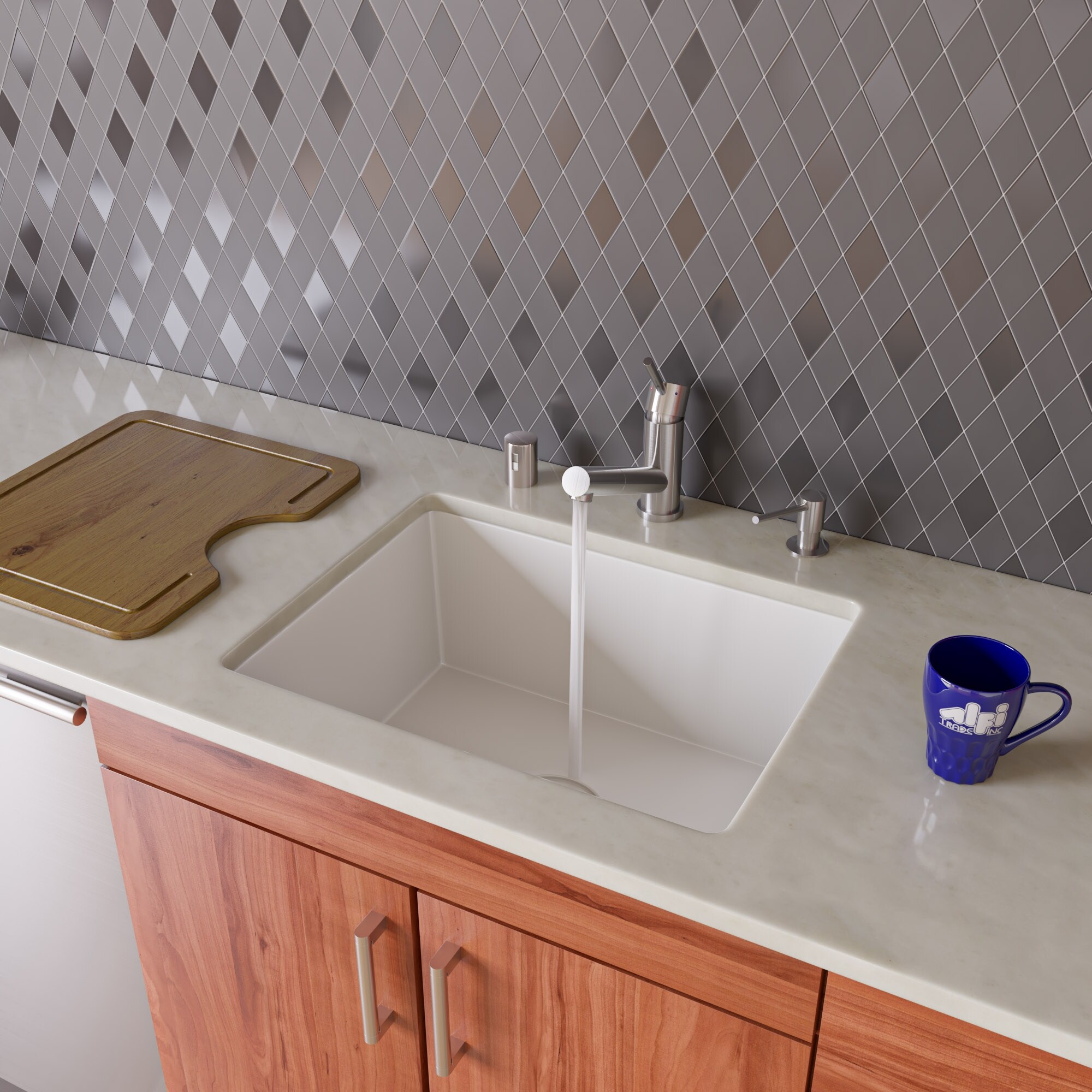 Alfi White Granite Composite 24 Inch Undermount Single Bowl Kitchen Sink Overstock 12075038