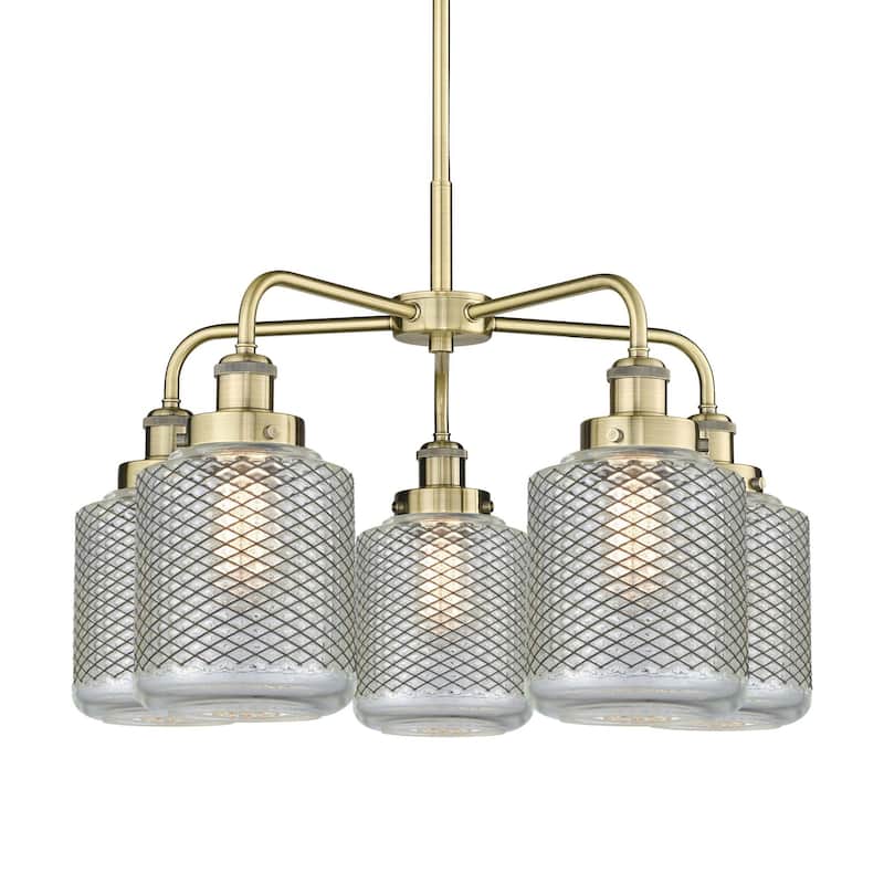 Innovations Lighting 916-5CR-15-24 Edison Chandelier Edison 5 Light - Antique Brass / Clear Wire Mesh