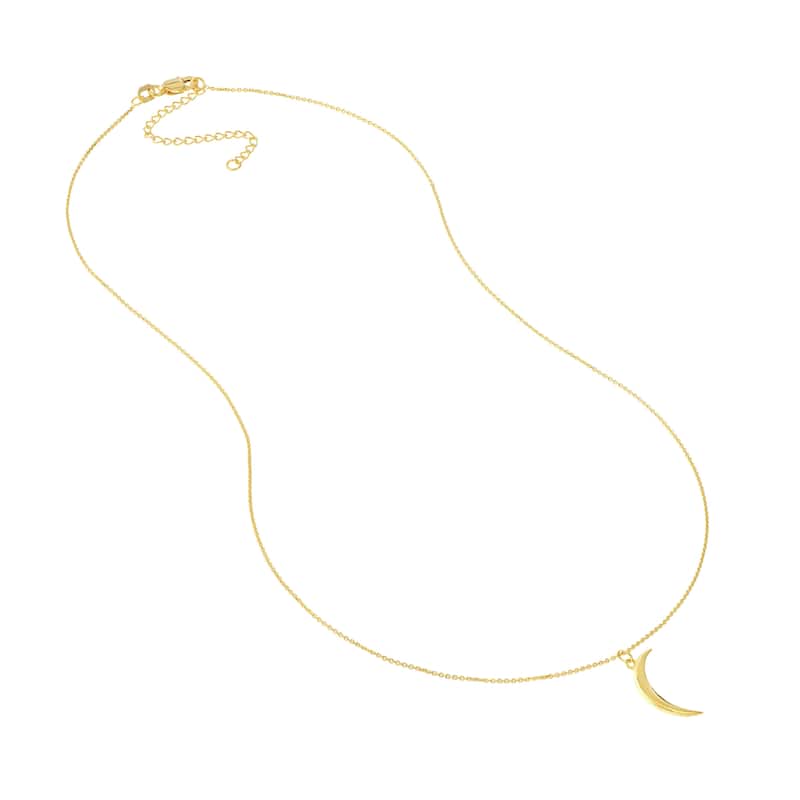 Marquee Jewels 14K Solid Yellow Gold Dainty Crescent Necklace