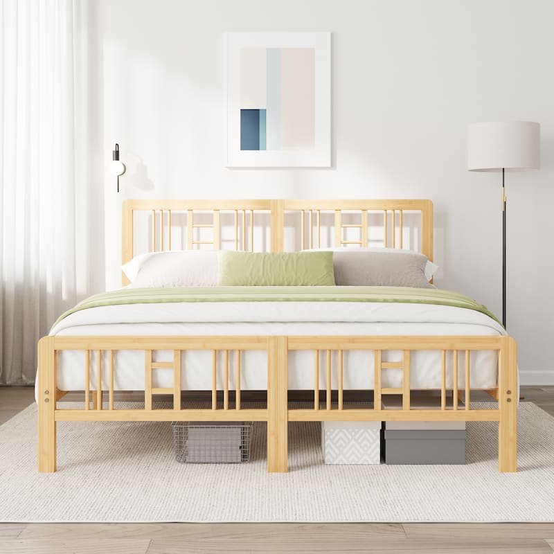 Wood Bed Frame with headboard and footboard - King