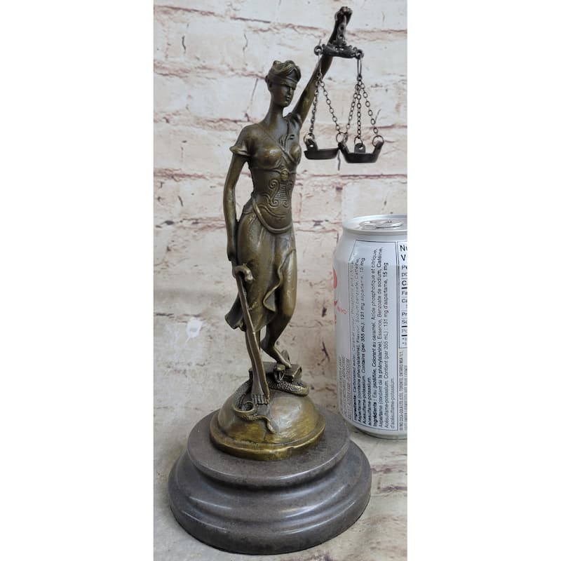 Signed Mayer Lawyer Blind Justice Bronze Figure Law Sculpture Statue Figure Art