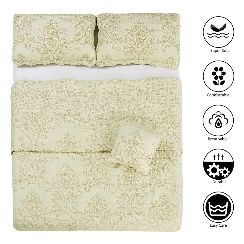 Serenta Damask Oversized 4-piece Bedspread Set