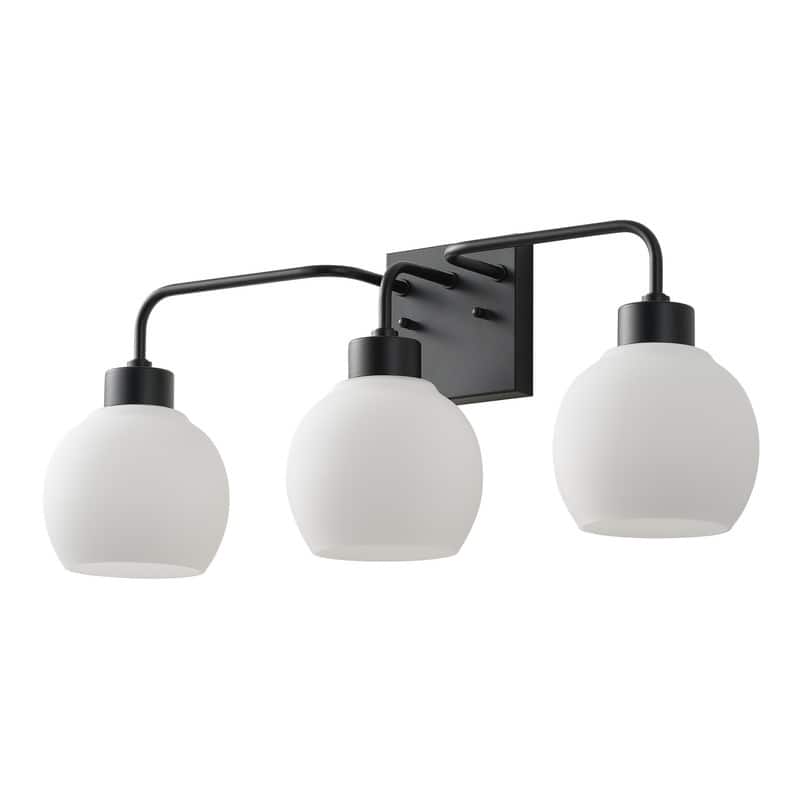 Modern 3-Light Wall Sconce with White Glass Shades for Bathroom Vanity
