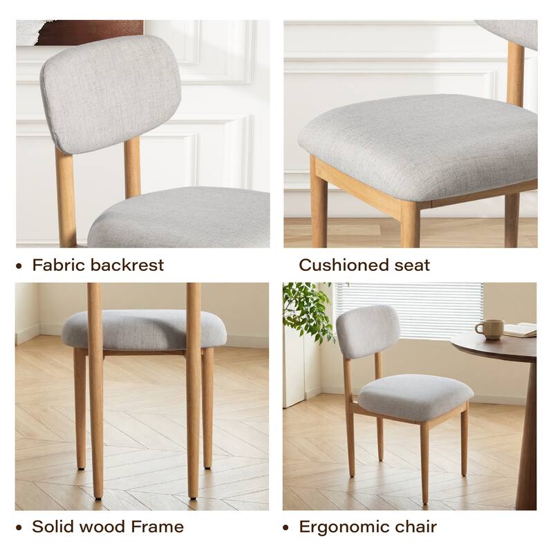 Modern Upholstered Dining Chair with Solid Wood Legs Side Chair for Kitchen Dining Room Living Room (Set of 2)