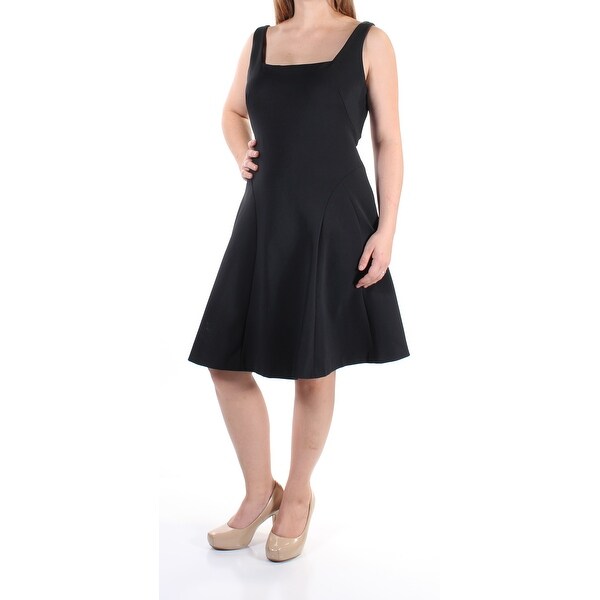 black fit and flare dress knee length