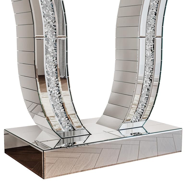 Mirrored 43" Silver Console Table, Entryway Sofa Table With Curved Legs