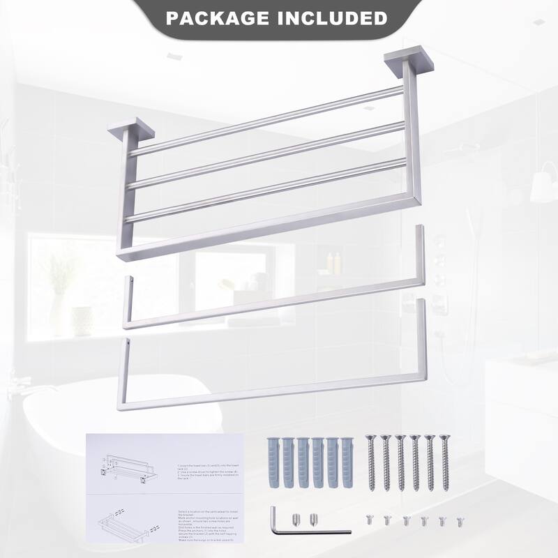 WOWOW 2-Tier Stainless Steel Bath Towel Rack