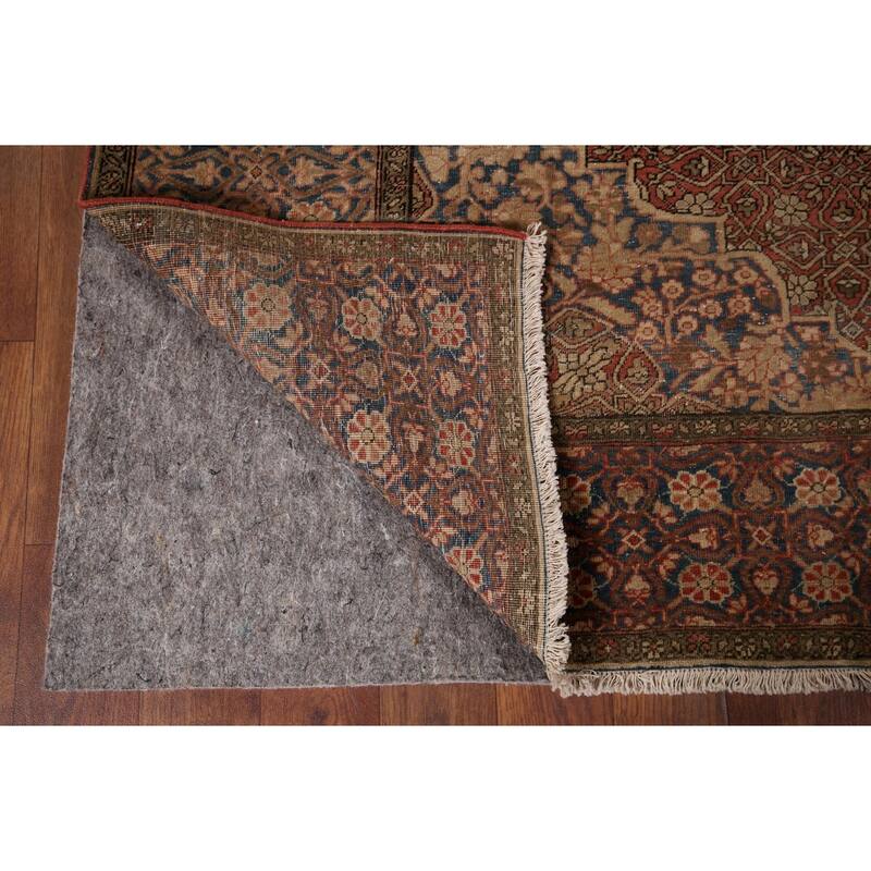 Pre-1900 Antique Kashan Mohtasham Persian Rug Handmade Wool Carpet - 4'4" x 6'5"