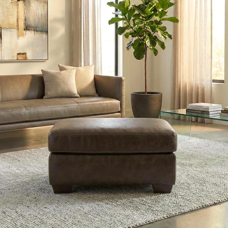 Roundhill Furniture Holmes Leather Upholstered Ottoman