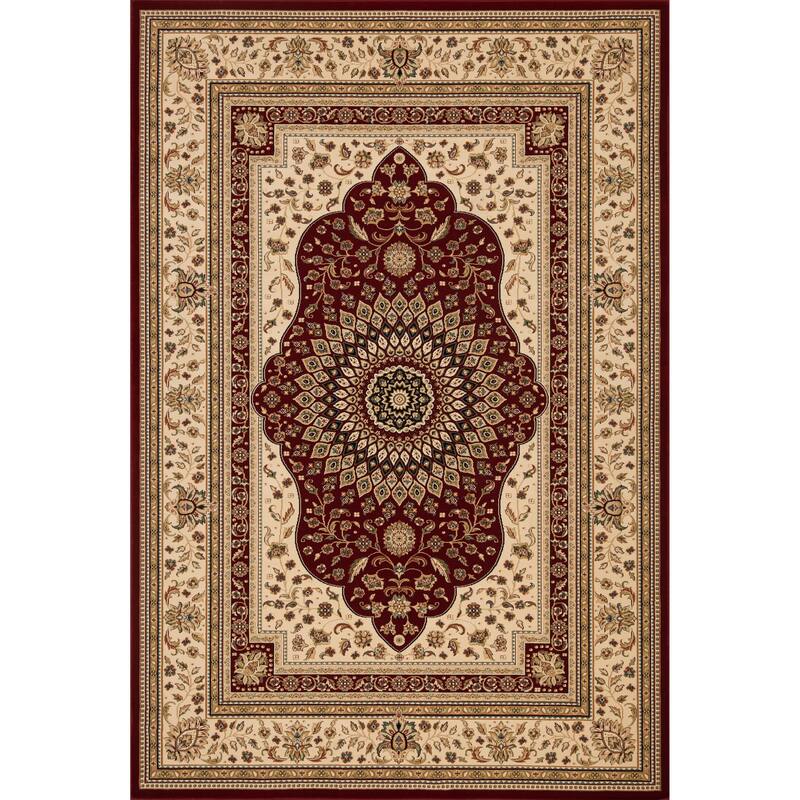 Izmir Collection Multicolor Transitional Area Rug - Red/Beige - 7'10 X 10