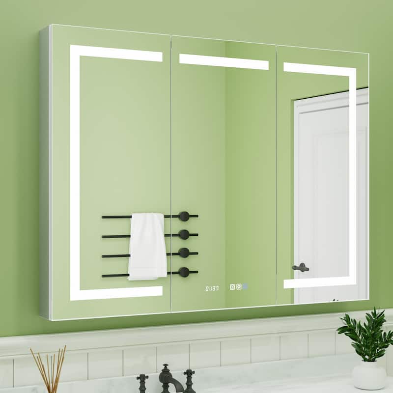 ExBrite LED Lighted Bathroom Medicine Cabinet with Mirror, Recessed or Surface - 48" x 36"