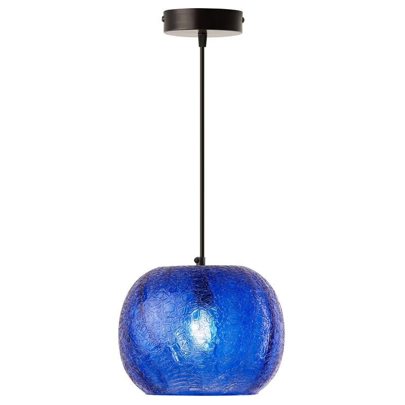 Sophia River of Goods Black Metal and Glass 9.8-Inch Pendant Light with Adjustable Hanging Cord - 9.8" x 9.8" x 9.8/68.8" - 9.8" x 9.8" x 9.8/68.8" - Blue/Black