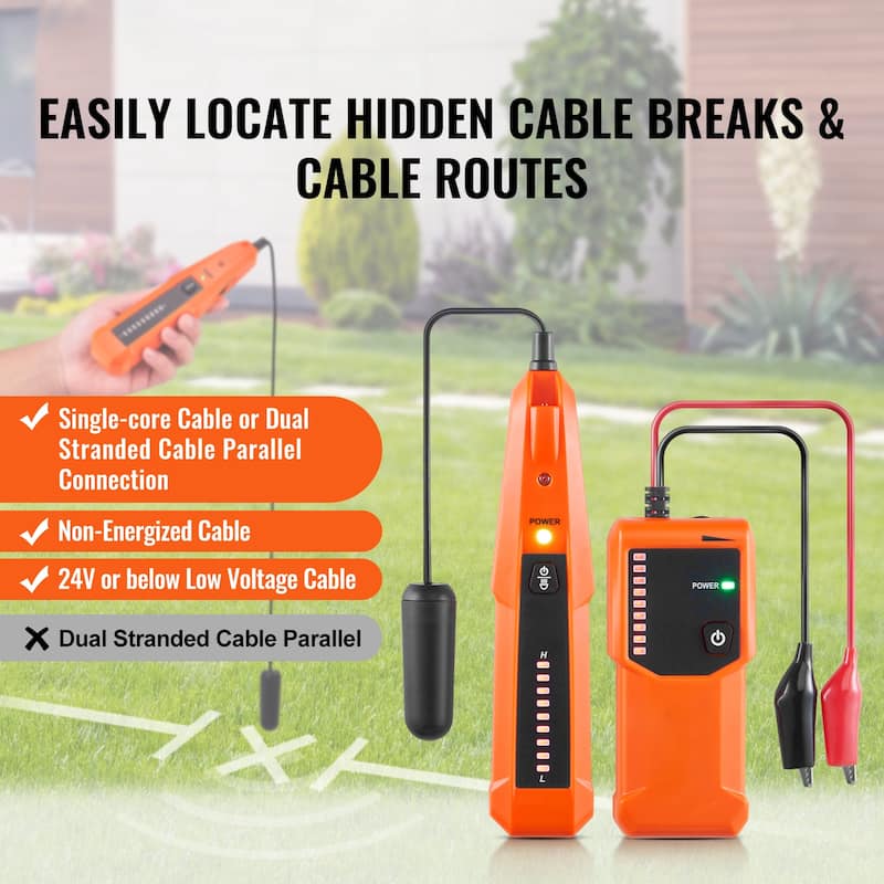 Subterranean Wire Locator, Earphone-Included Cable Tracer and Break Detector, Ideal for Locating Hidden Pet Fences