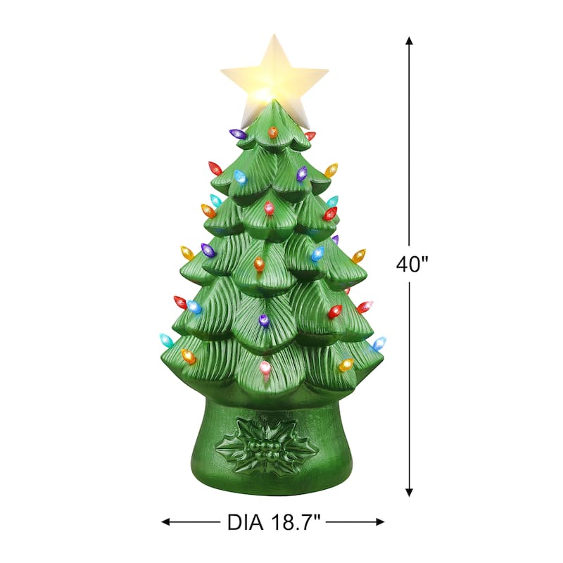 40 in. Blow Mold Nostalgic Round Tree - Metallic