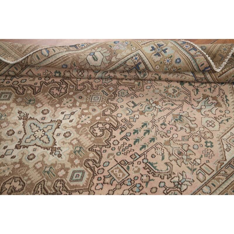 Hand Knotted Oriental 100% Wool Carpet Traditional Medallion Pink Tabriz Area Rug - 9' 4'' X 6' 4''