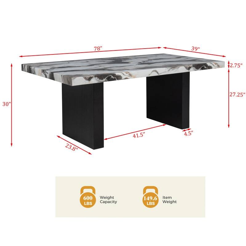 Best Master Furniture Laufel Charcoal Lava Rectangular Dining Table