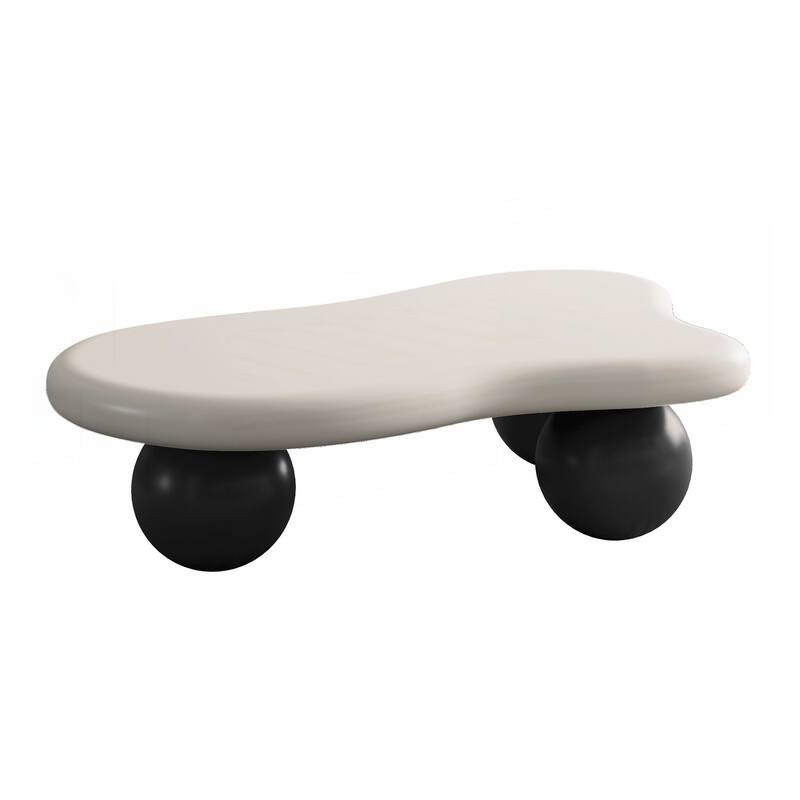 40 Inch Cloud Shaped Coffee Table with 3 Ball Legs