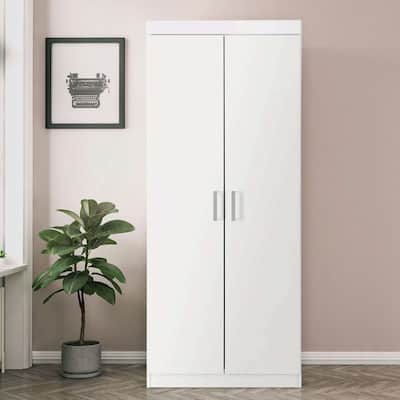 68-inch High 2-Door Wardrobe Cabinet with Adjustable Shelf