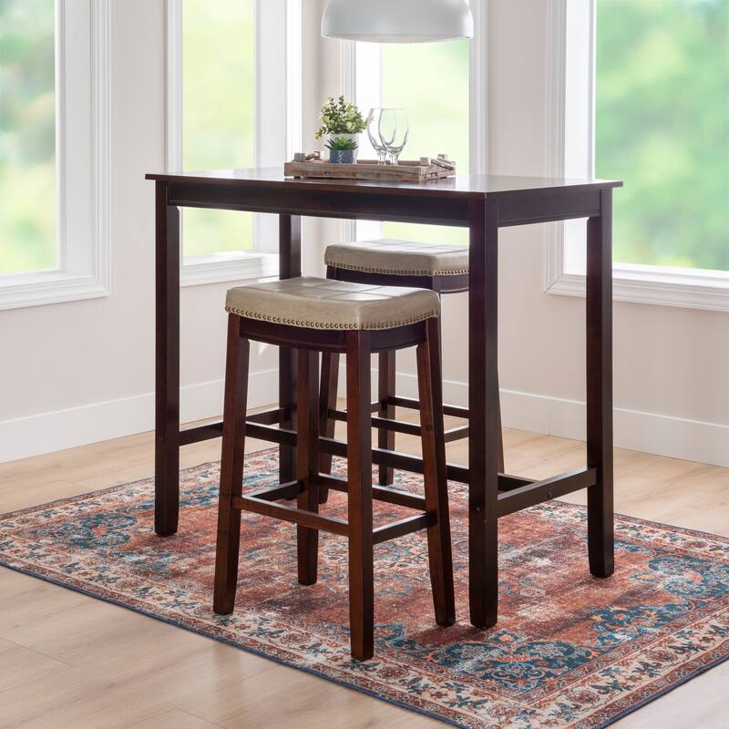 Linon Bridgeport 3-Piece Bar Dining Set - Brown/Beige
