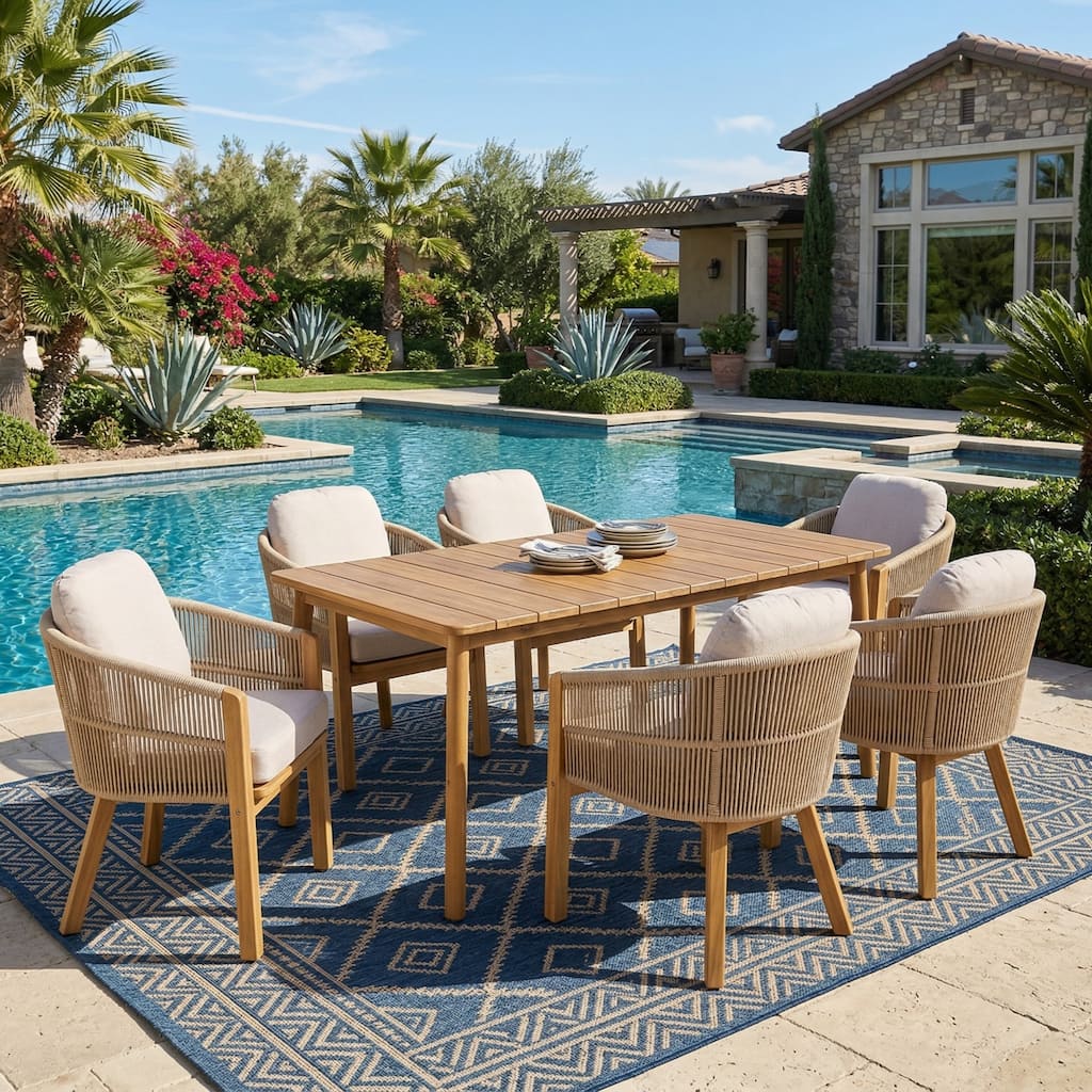 Christopher Knight Home- Lucas Acacia Wood Outdoor 7-Piece Dining Set