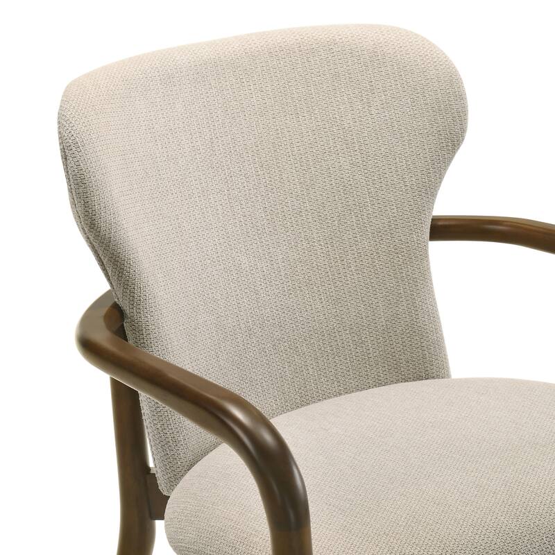 Klarissa Mid-Century Modern Cream Upholstered Walnut Finished Solid Wood Dining Chair