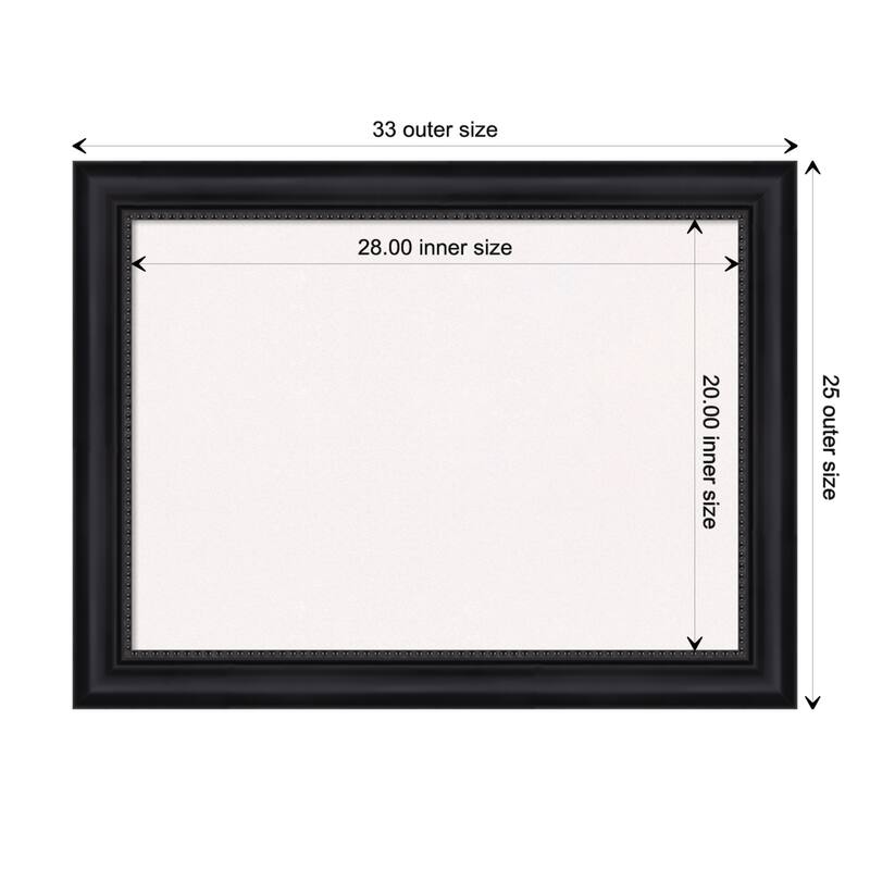 Astor Black Framed White Corkboard Bulletin Board, Organization Board, Pin Board - Board Size 28x20