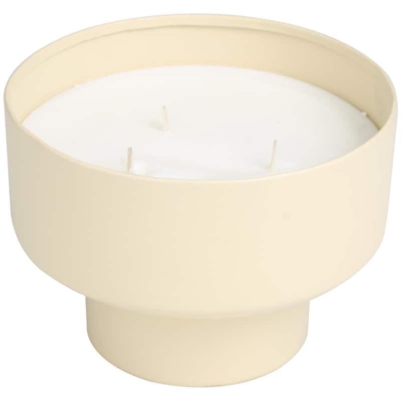 Metal Scented Matte 50 oz 3 Wick Decorative Candle with White Wax - Black, Gray, Light Brown, White - Roche River Decor