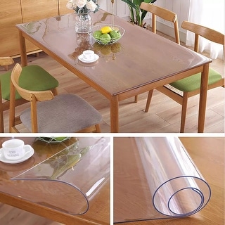Premium (60" Wide) Clear Plastic Vinyl Fabric Table Cover Protector Tablecloth for Dining Room Table