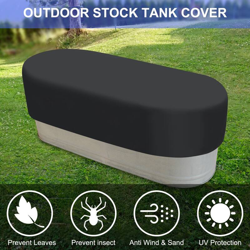 Oval Stock Tank Cover Waterproof 420D Oxford SPA Bath Pool Cover Black